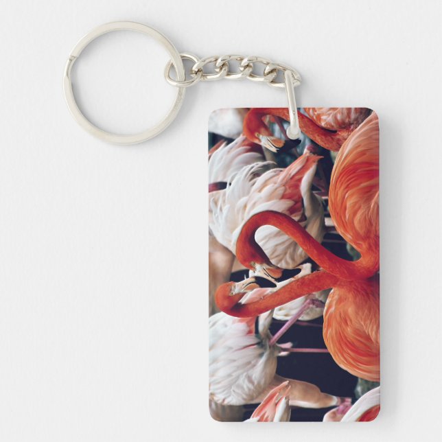 Pink Flamingo in Nature Keychain (Front)