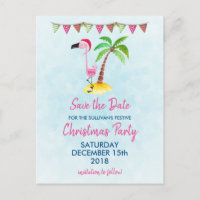 Pink Flamingo in Red Santa Hat Xmas Save the Date