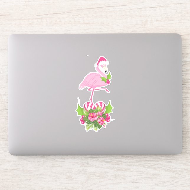 Pink Flamingo in Santa Hat Whimsical Christmas (Computer)