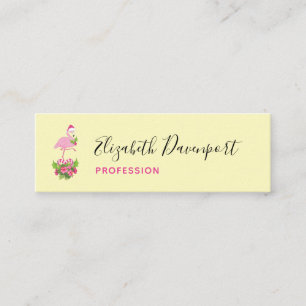 Pink Flamingo in Santa Hat Whimsical Christmas Mini Business Card
