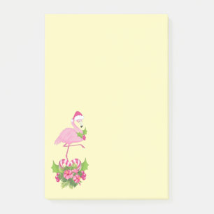 Pink Flamingo in Santa Hat Whimsical Christmas Post-it Notes