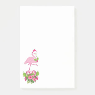 Pink Flamingo in Santa Hat Whimsical Christmas Post-it Notes