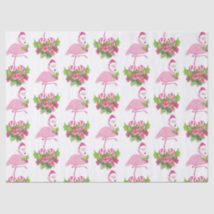 Pink Flamingo in Santa Hat Whimsical Christmas Tissue Paper