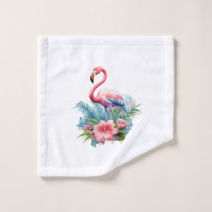 Pink Flamingo In Tropics Bath Towel Set