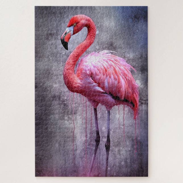 Pink flamingo ink painting puzzle (Vertical)