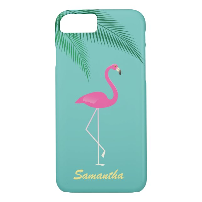Pink Flamingo iPhone 7 Case - turquoise (Back)