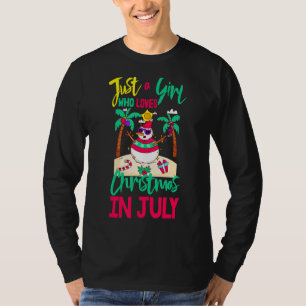 Pink Flamingo Just A Girl Who Loves Christmas In J T-Shirt