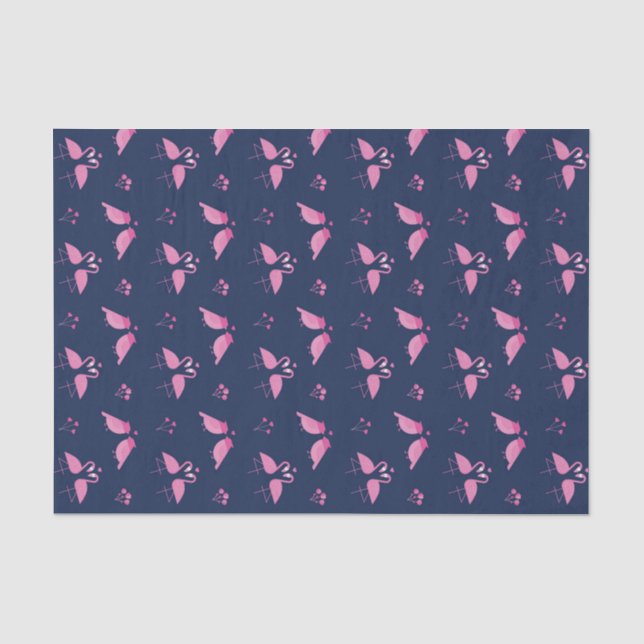 Pink Flamingo Love Birds Pattern Valentine's Day Tissue Paper (Front)