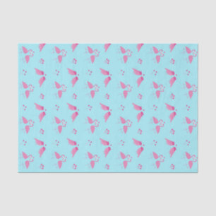 Pink Flamingo Love Birds Pattern Valentine's Day Tissue Paper