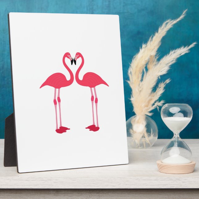 Pink Flamingo Love Birds Plaque (Side)