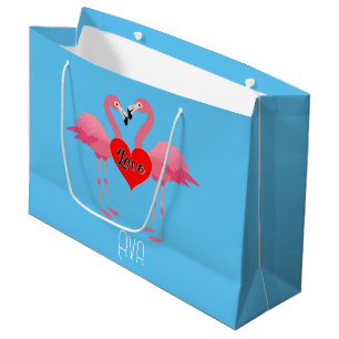 Pink Flamingo Love Design - Gift Bag - Large