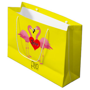 Pink Flamingo Love Design - Gift Bag - Large