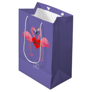 Pink Flamingo Love Design - Gift Bag - Medium