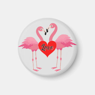 Pink Flamingo Love Design - Magnet: Circle Magnet