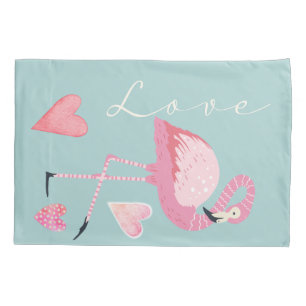 Pink Flamingo Love Pillowcase