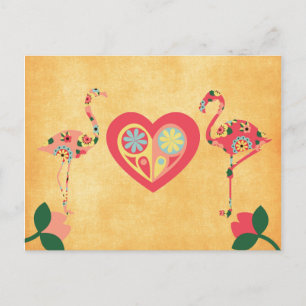 Pink Flamingo Love Postcard