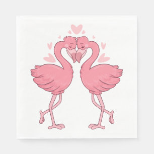Pink Flamingo Love Tropical Beach Wedding Napkin