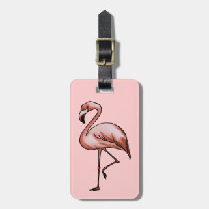 pink flamingo luggage tag
