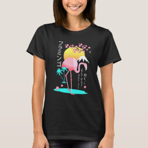pink Flamingo mens costume Fuji Yama Japan rising  T-Shirt