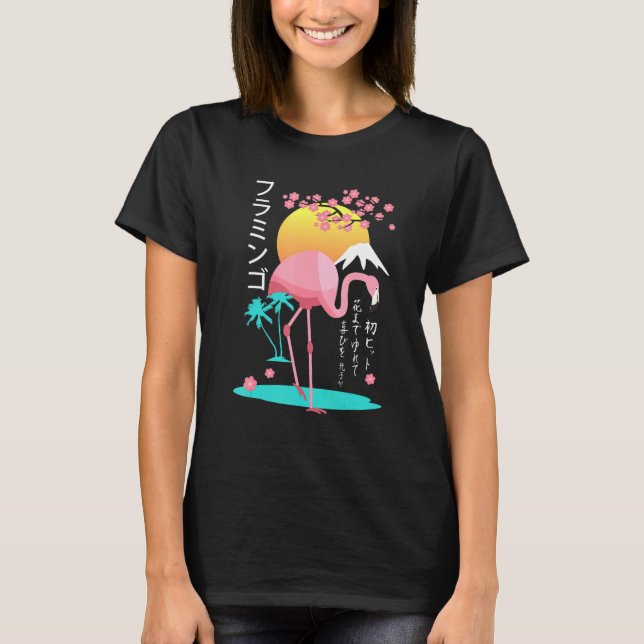 pink Flamingo mens costume Fuji Yama Japan rising  T-Shirt (Front)