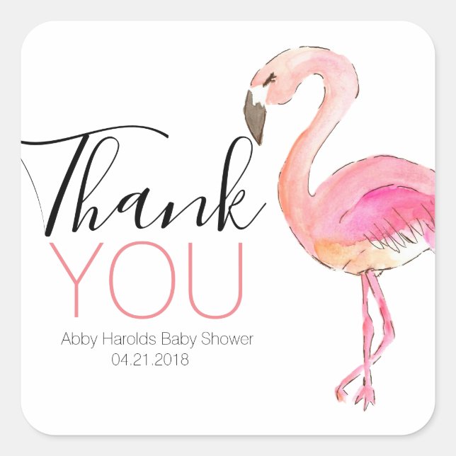 Pink flamingo mignon merci sticker (Devant)