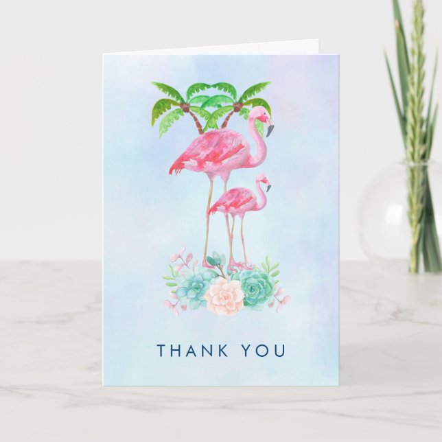 Pink Flamingo Momma & Baby Thank You (Front)
