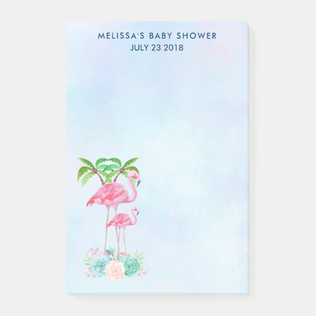 Pink Flamingo Momma & Baby with Palm Trees Post-it Notes (Front)