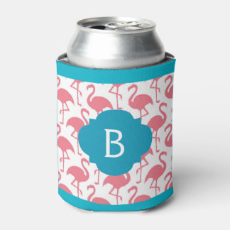 Pink Flamingo Monogram Can Can Cooler