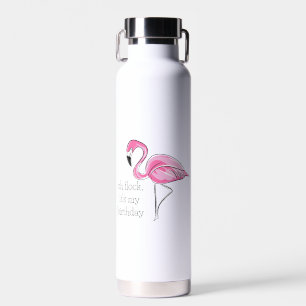 Pink Flamingo Oh Flock It's My Birthday Preppy Water Bottle