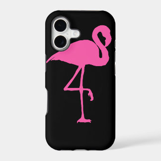 Pink Flamingo on Black Background