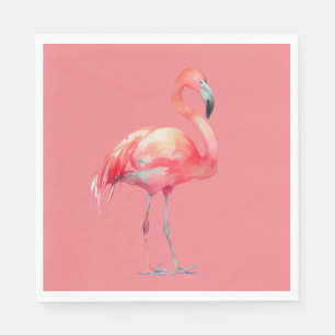 Pink Flamingo on pink paper napkins