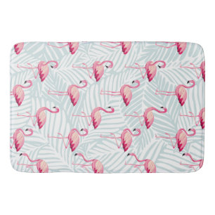 Pink Flamingo & Palm Leaves – Cute Bath Mat