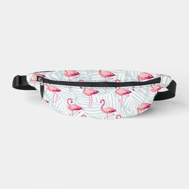 Pink Flamingo & Palm Leaves – Cute Fanny Pack (Front)