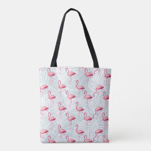 Pink Flamingo & Palm Leaves – Cute Tote Bag