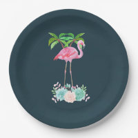 Pink Flamingo Palm trees and Floral Succulents