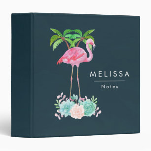 Pink Flamingo Palm trees and Succulents Binder