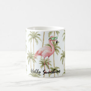 Pink Flamingo Palm Trees Coffee Mug