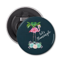 Pink Flamingo & Palm trees Let's Flamingle