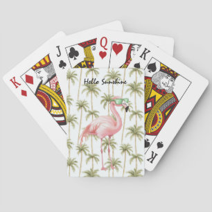Pink Flamingo Palm Trees Playing Cards