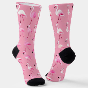 Pink Flamingo Paradise Watercolor Pattern Socks