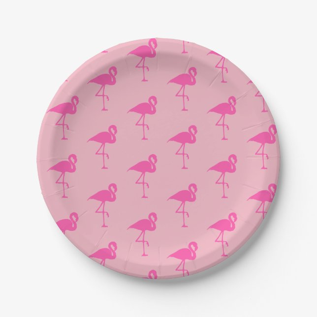 Pink Flamingo Party Plate (Front)