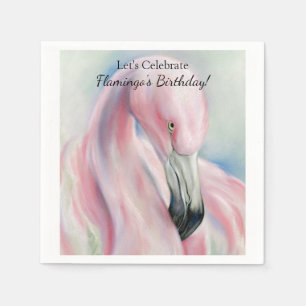 Pink Flamingo Pastel Art Napkin