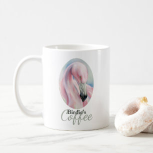 Pink Flamingo Pastel Art Personalized Coffee Mug