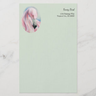 Pink Flamingo Pastel Art Personalized Stationery