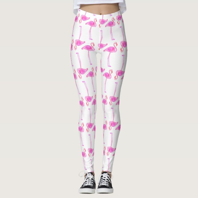Pink Flamingo Pattern 2 Leggings (Front)