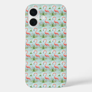 Pink Flamingo Pattern iPhone 16 Case