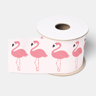 Pink Flamingo Pattern Grosgrain Ribbon
