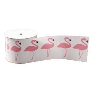 Pink Flamingo Pattern  Grosgrain Ribbon