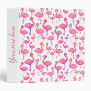 Pink Flamingo Pattern Modern Girly Binder