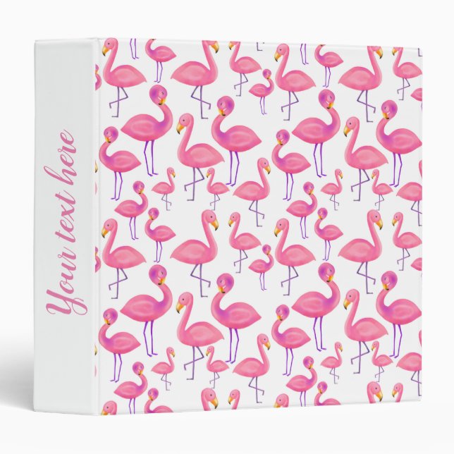 Pink Flamingo Pattern Modern Girly Binder (Front/Spine)